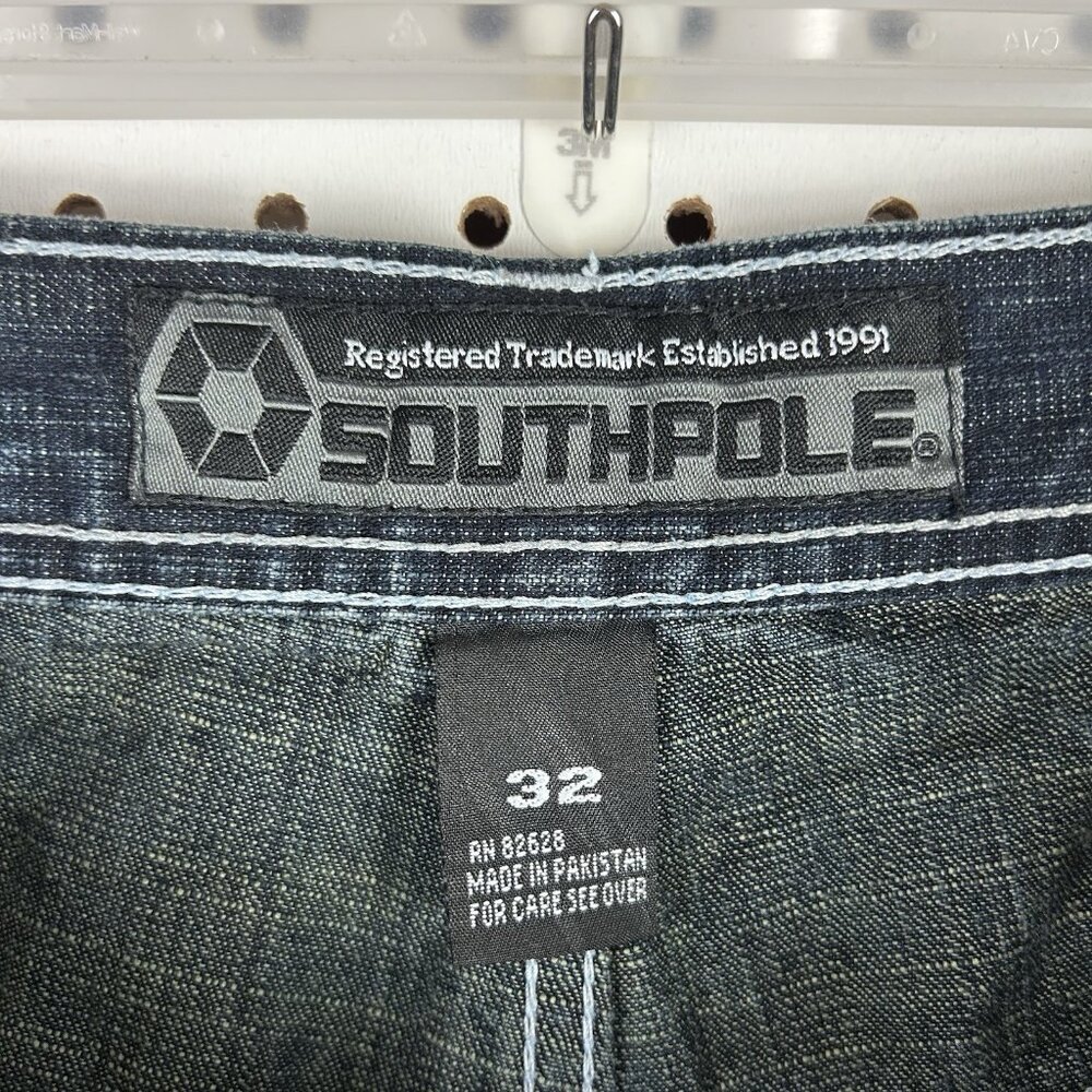 Southpole Y2K Baggy Jeans 32x30 Blue Denim Streetwear Skater Cyber Punk‎ Grunge - Picture 6 of 7